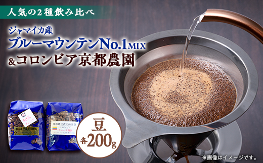 人気の高級豆セット2種!ブルーマウンテンNo1ハーフMIXとコロンビア京都農園各200g【1522093】
