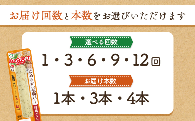 【定期便：12回】【たんぱく質】なめらか豆腐バー「モットーフ」五目入り×４本【53047】 【定期便：12回】五目入り×４本