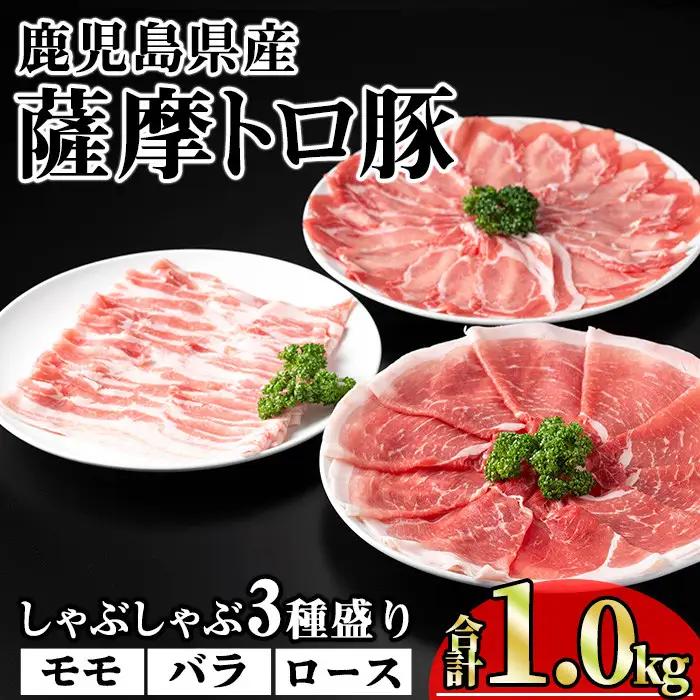 鹿児島県産 豚肉 薩摩 トロ豚 しゃぶしゃぶ 3種盛り 小分け (合計1.0kg)【KNOT】 A703