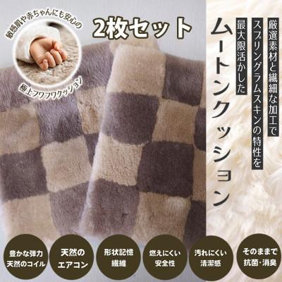 ふるさと納税 桜井市 【ブラウン】ムートンクッション Sサイズ(40×40cm　毛長:25mm)2枚