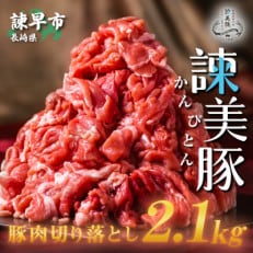 長崎のブランド豚 諫美豚(かんびとん)切り落とし300g×7パック 2.1kg 便利な小分け！