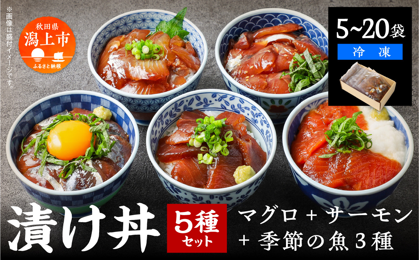
            海鮮漬け丼セット 5種×2袋 60g 選べる袋数 5袋 10袋 20袋 食べ比べ 訳アリ 訳あり 簡易包装 冷凍 海鮮丼 海鮮 マグロ サーモン タイ アジ イナダ 季節 魚 漬け 丼 魚介 簡単調理 お手軽 小分け パック 個包装 おすすめ 送料無料 【12/5寄附額改正】【西村魚屋】
          