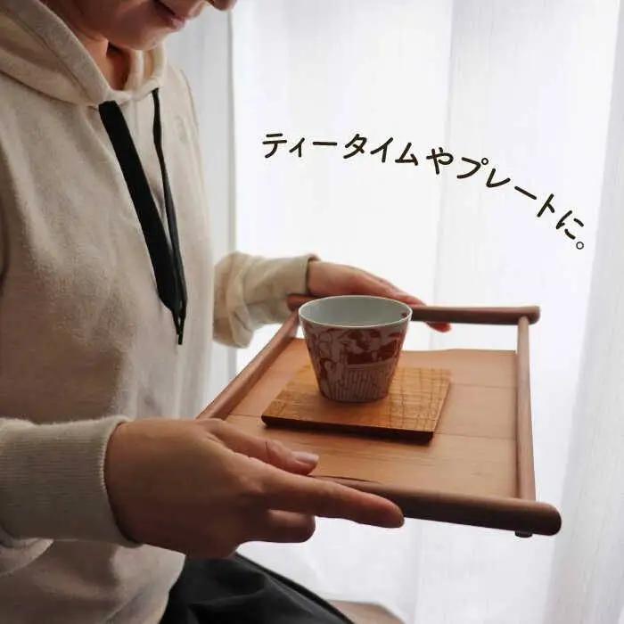 【さくら×ブラックウォールナット】37cm 小サイズ の 木製 トレー 糸島市 / 家具工房 橙 [AZF003]