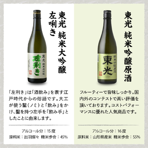 山形県 米沢市 日本酒 米沢地酒セット 東光 720ml 2本 純米大吟醸 純米吟醸原酒 各1本 米沢藩上杉家御用酒屋 小嶋総本店 ギフト おうち時間