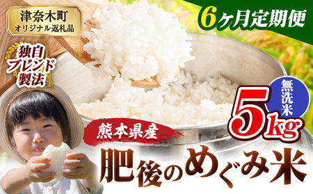 【6ヶ月定期便】熊本県産 無洗米 ブレンド米 肥後のめぐみ米 5kg 熊本県産 ふるさと納税 精米 米 こめ ふるさとのうぜい コメ お米 おこめ《申込み翌月から出荷》