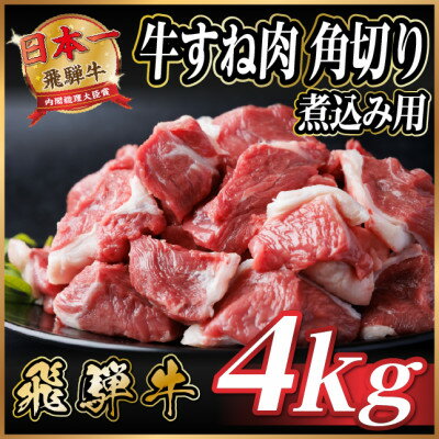 【ふるさと納税】飛騨牛 厳選牛すね肉 角切り 4kg(500g×8)【冷凍便】A4～A5等級 煮込み用 訳あり小分け【配送不可地域：離島】【1650030】
