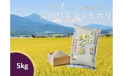 令和7年産湯川村産コシヒカリ　玄米5㎏　R7.12月発送