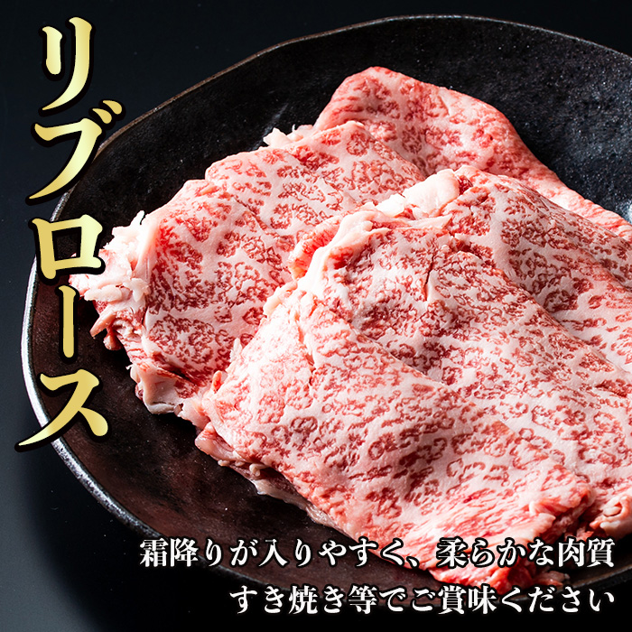 i054 ＜H-101＞肉質最高ランク等級5等級　鹿児島黒牛(リブロース・カタロース)すきやきセット(各300g・計600g)牛肉 国産 ブランド牛 黒牛 すき焼き ロース リブロース 肩ロース セッ