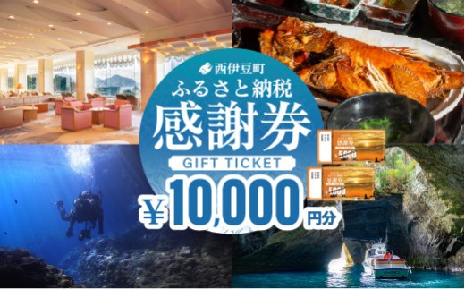 【10,000円分】西伊豆町内の宿泊施設や飲食店で使用できる感謝券 西伊豆町ふるさと納税感謝券 西伊豆 伊豆 堂ヶ島 旅行 クーポン トラベル チケット 宿泊 宿泊券 旅行券 ホテル 旅館 人気 観光
