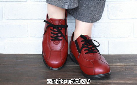 FookaL フッカル 3Eソフト牛革超軽量 レディースシューズ レッド（婦人靴） 24.0cm