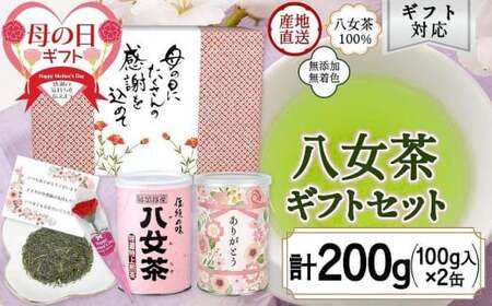 【 母の日ギフト 】 八女茶100％ 特上煎茶 入り「ありがとう」缶 特選特上煎茶 感謝のメッセージカード ミニカーネーション 付き＜岩崎園製茶＞　075-052