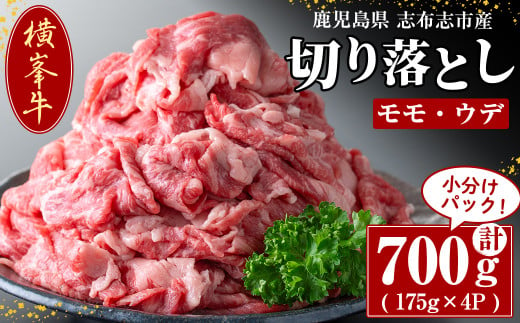 
鹿児島県志布志市産(国産交雑種) 横峯牛の切り落とし肉(計700g・175g×4P) b0-166
