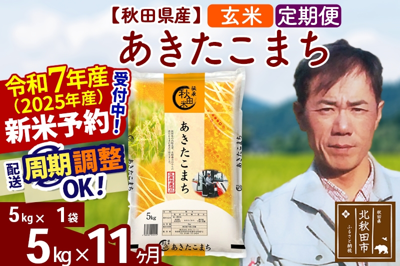 
            ※令和7年産 新米予約※《定期便11ヶ月》秋田県産 あきたこまち 5kg【玄米】(5kg小分け袋) 2025年産 お届け周期調整可能 隔月に調整OK お米 みそらファーム
          