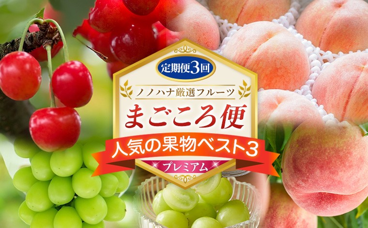 
                  【定期便3回】ノノハナ厳選フルーツ まごころ便 人気の果物ベスト3 プレミアム FY26-219
                