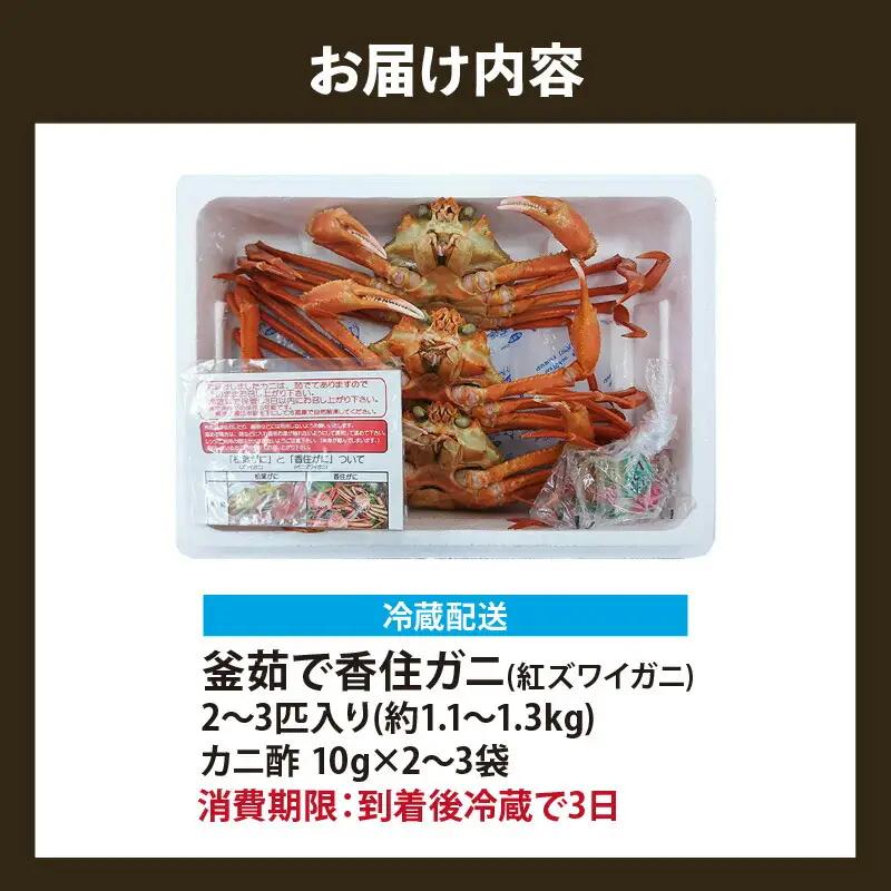 兵庫県香住産 釜茹で香住ガニ（紅ズワイガニ）2～3匹 【令和8年9月下旬以降発送予定】 かに カニ 33-21