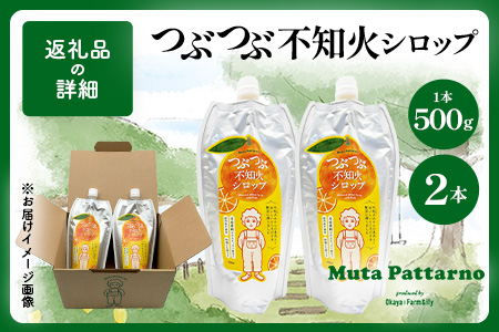 つぶつぶ 不知火 シロップ 500g × 2本 セット レシピ付 果肉 60% 贅沢使用 保存料不使用 水不使用 ビートグラニュー糖 炭酸割 料理 佐賀県 鹿島市 岡屋Farm&ily B-914