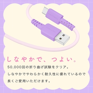 MOTTERU(モッテル) バイカラーケーブル USB-A to USB-C iPhone16 15 Android各種 しなやか 絡まない データ転送 ケーブルバンド付 0.5m 全3色 2年保証(