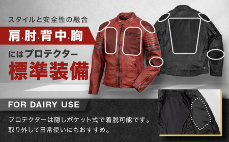 【デグナー】レザージャケット[25WJ-7] レッド 2XLサイズ｜京都 バイクギア 人気ブランド ジャケット バイク