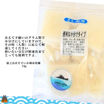 ふるさと納税 徳之島町 徳之島の漁師が荒波で釣り上げたそでいか 冷凍お刺身用小分け柵 1kg |  | 03