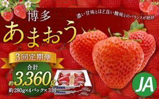 【3回定期便】博多 あまおう 4パック【2026年2月上旬～4月下旬発送予定】