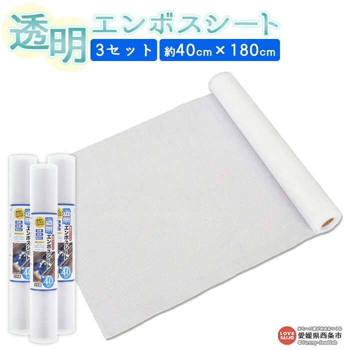 【ふるさと納税】＜透明エンボスシート （40cm×3セット）＞※翌月末迄に順次出荷します。 食器棚 システムキッチン タンス 引き出し 靴箱 滑り止め効果 消臭 防菌 防カビ 透明 日本製 日泉ポリテック 愛媛県 西条市 【常温】