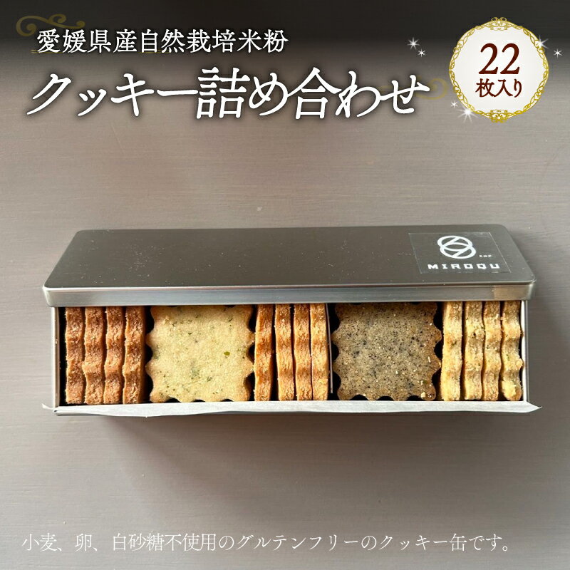 【ふるさと納税】 愛媛県産自然栽培米粉クッキー缶 22枚入り｜ 焼菓子 グルテンフリー クッキー スイーツ 米粉 オーガニック 手作り 無添加 スイーツ 愛媛県産 ヘルシー 愛媛県 松前町
