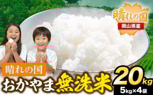 おかやま 無洗米 米 20kg 個包装 こめ コメ 岡山 岡山県産 《7-14営業日否に出荷(土日祝除く)》 お米 ライス ヒノヒカリ あきたこまち にこまる きぬむすめ ブレンド米  st-p