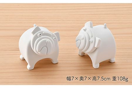 【波佐見焼】 置物 ・ブルドッグ（ペア）（無釉・つや無し） インテリア 陶器 雑貨 【アトリエやま】 [RE09] 