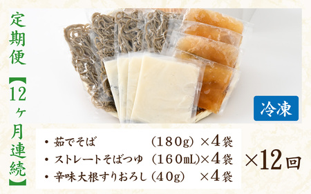 【12ヶ月連続お届け】相席食堂で放送10.22【１分で叶う本格味】茹でたて十割越前おろしそば 4人前 大根おろし つゆ付 茹で不要  時短  定期便 頒布会 年越しそば 蕎麦 そば ソバ 麺 国産 国