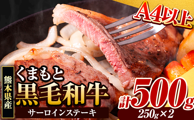 くまもと黒毛和牛 サーロインステーキ 500g (250g×2枚) 牛肉 冷凍 《30日以内に出荷予定(土日祝除く)》 くまもと黒毛和牛 黒毛和牛 冷凍庫 個別 取分け 小分け 個包装 ステーキ肉 にも サーロインステーキ