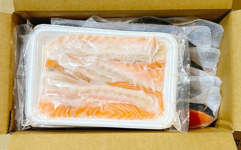 塩サーモンハラス660g＆塩銀鮭切り身1切×12P A-09032