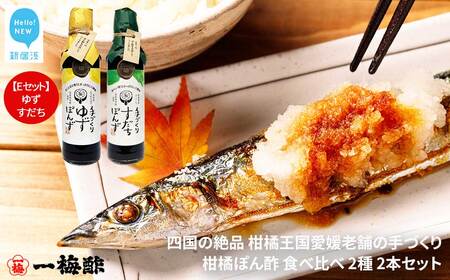 四国の絶品 老舗の手づくり 柑橘ぽん酢 食べ比べ 2種 200ml×2本 Eセット（ゆず・すだち） 【一梅酢】 