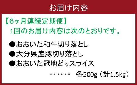 【定期便/6ヶ月連続】毎日の献立に！おおいたの牛・豚・鶏をセットでお届け（計9kg） 切り落とし 切落し スライス_2574R-2