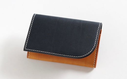 tanikoオリジナル 名刺入れ（メインカラー紺×サブカラーキャメル）《厚真町》【Taniko leather】 革 革製品 長財布 財布 名刺 名刺入れ ケース ギフト 北海道 [AXAP011]