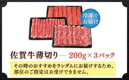 佐賀牛薄切り 計600g（200g×3パック） / 肉 牛肉 国産 佐賀県 すき焼き うす切り / 株式会社中山牧場 [41AOCW011]