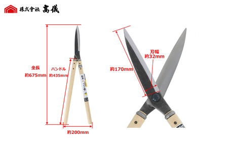 鋼典火打鍛造鋼付刈込鋏 葉刈・仕上用 園芸用品  [菊堂]【020S049】