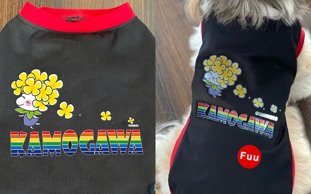 生地の種類とリブ部分の色をお選びいただけます（画像は生地:ニット、リブ:赤）