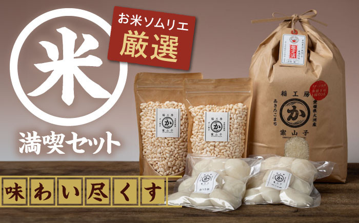 
            令和6年産新米 お米満喫セット （あきたこまち5kg、杵つき餅500g×2袋、ポン菓子40g×2袋）【米食味鑑定士×お米ソムリエ×白米ソムリエ】 あきたこまち お米 5kg おこめ おいしいお米 即納 ＼レビューキャンペーン中／愛媛県大洲市/稲工房案山子 [AGAV001]
          