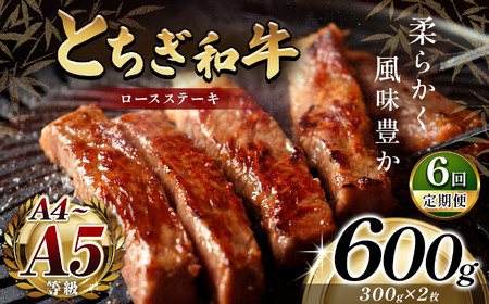 【定期便６回】とちぎ和牛ロースステーキ(300g✕2枚)|銘柄牛 霜降り 和牛 切り落とし とろける 品質 栃木県 那珂川町