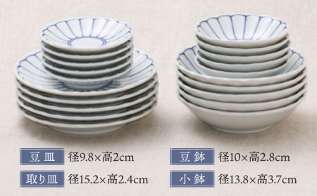 【美濃焼】菊花紋 小鉢・取り皿・豆鉢・豆皿の和食器セット（各5点 合計20点）【うつわやさんーカネ忠】食器 プレート ボウル 副菜鉢 副菜皿 ケーキ皿 取り皿 サラダボウル 和風 料亭風 日本料理 お