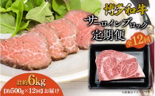 博多和牛 サーロインブロック 定期便全12回 計約6kg 博多和牛 肉 お肉 和牛 牛肉 国産 ステーキ サーロインステーキ ブロック 福岡県 八女市