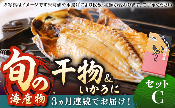 【全3回定期便】旬の海産物 干物詰め合わせ Cセット 《壱岐市》【マルミ海産物】[JCY012] 66000 66000円 6万円 干物 ひもの アジ イワシ イカ みりん干し タイ