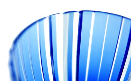 浅草切子 KANA KURITA「ぐい呑 滝縞 青藍/金赤」ペアセット 木箱入り