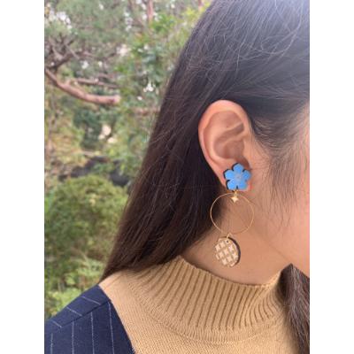 ふるさと納税 福知山市 水色桔梗と七宝柄のお守り耳飾り(ピアス) |  | 03