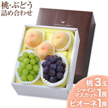 【2026年発送先行予約】桃 シャインマスカット ピオーネ 詰め合わせ 約1.8kg クール便 冷蔵便 桃 もも 葡萄 ブドウ ぶどう マスカット フルーツ セット 先行予約 晴れの国おかやま館 《2026年8月下旬‐9月中旬頃出荷》 フルーツ 果物 果実 岡山県 笠岡市---H-24a---