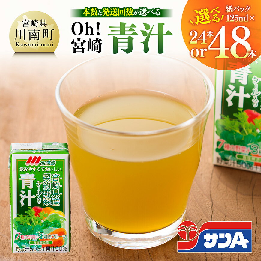 【ふるさと納税】※本数・回数が選べる※ サンAOh！宮崎青汁紙パック125ml - 飲料 食塩 砂糖を 不使用 長期保存 備蓄 青汁 備え 災害対策 お取り寄せ お届け お中元 ギフト プレゼント お歳暮 宮崎県農協果汁 送料無料 宮崎県川南町 C03053 C03054 C03054t3 C03054t6