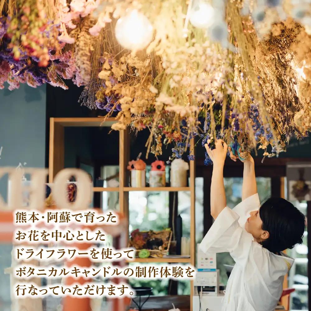 【熊本県阿蘇市】ボタニカルキャンドル制作体験 （Lサイズ）1つ制作 熊本・阿蘇の草花を使ったお好きなドライフラワーをお選びいただき世界で一つだけのオリジナルキャンドル制作が出来る体験チケット ハンドメ