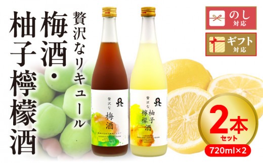贅沢なリキュール　梅酒・柚子檸檬酒  ２本セット N076-YA972