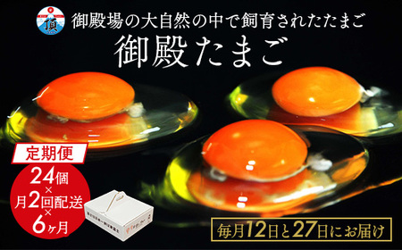 半年間定期便！御殿たまご24個入（破損保障含む）モウルドパック月2回（12・27日）コース ※北海道・沖縄・離島への配送不可