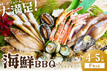 大満足！京丹後・海鮮BBQ　Fセット　豪華盛り合わせ　生ズワイガニ　アワビ付　7種23品（4～5人前）